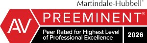 Martindale-Hubbell | AV Preeminent | Peer rated for Highest level of Professional Excellence 2026